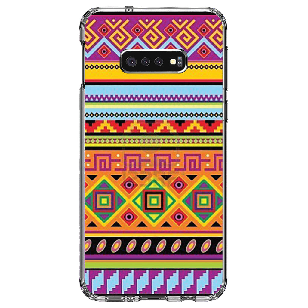 Blue Orange Purple Tribal Print Clear Shockproof iPhone Case, view 18
