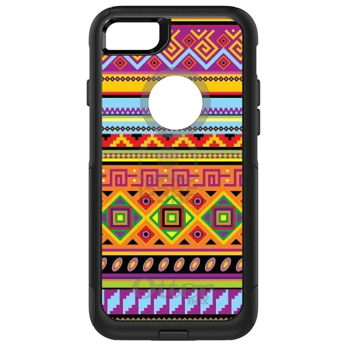 DistinctInk OtterBox Commuter Series Case for Apple iPhone or Samsung Galaxy - Blue Orange Purple Tribal Print