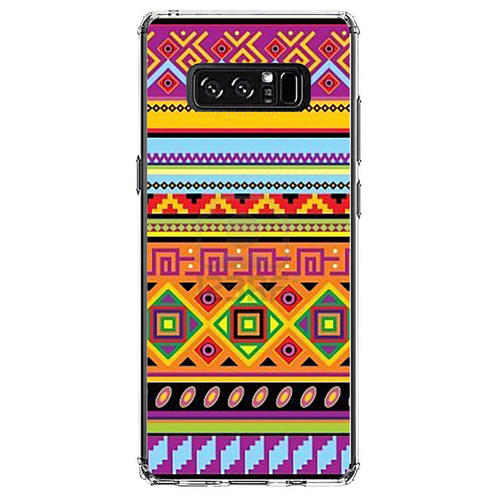 Blue Orange Purple Tribal Print Clear Shockproof iPhone Case, view 12