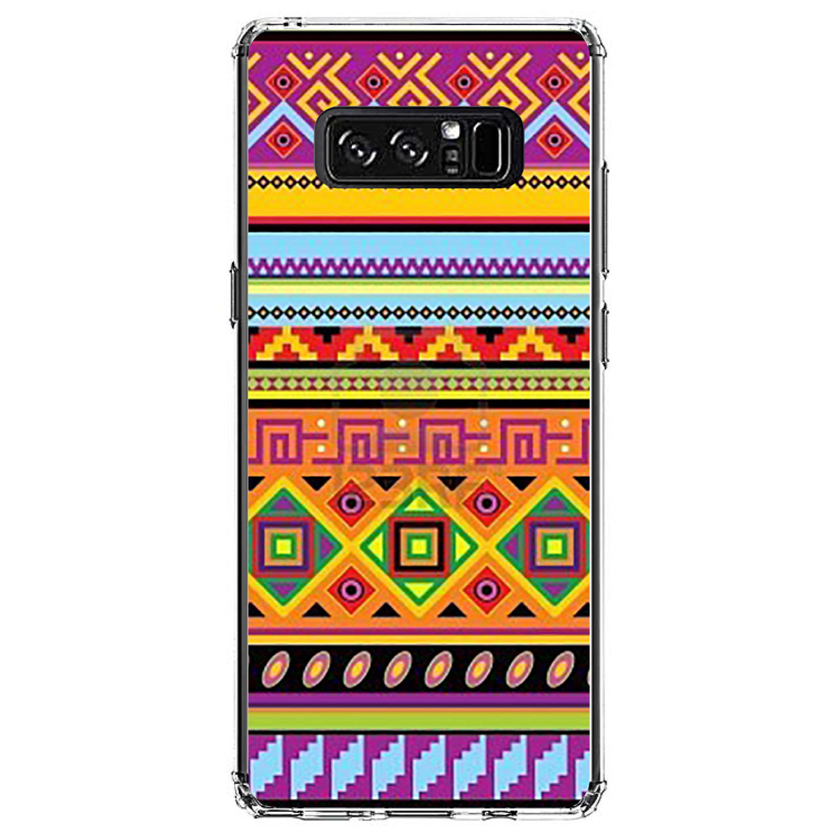 Blue Orange Purple Tribal Print Clear Shockproof iPhone Case, view 12