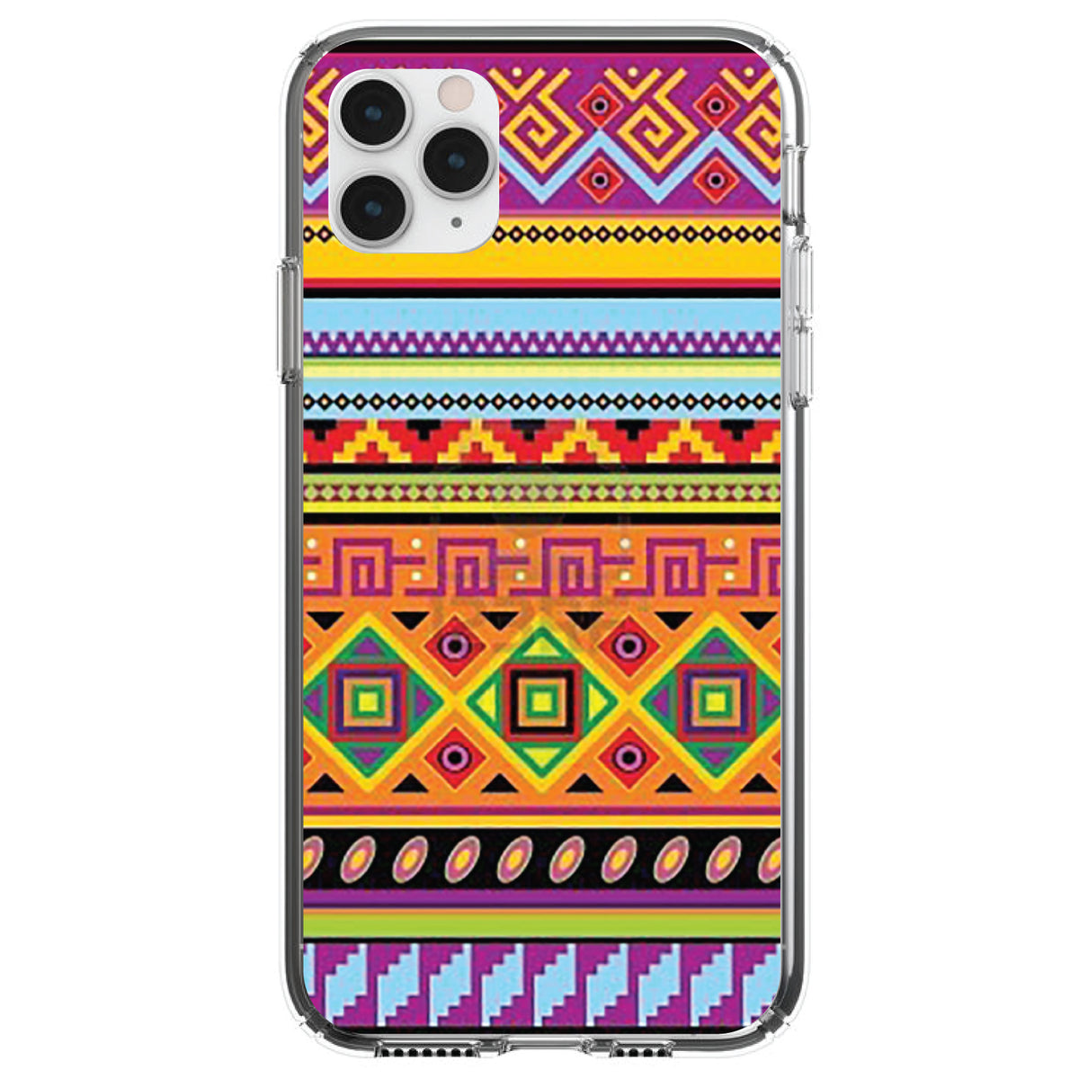 Blue Orange Purple Tribal Print Clear Shockproof iPhone Case