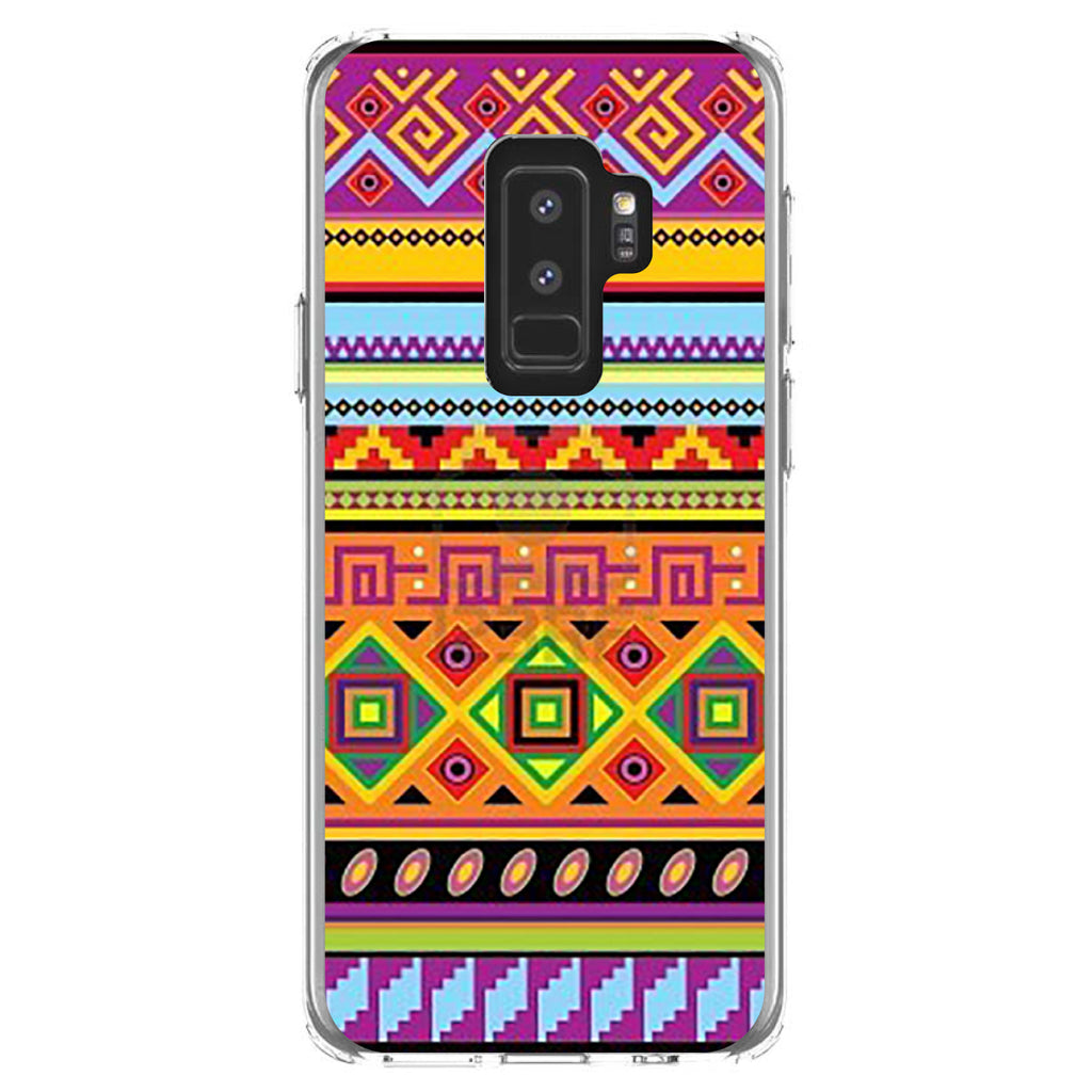 Blue Orange Purple Tribal Print Clear Shockproof iPhone Case, view 20