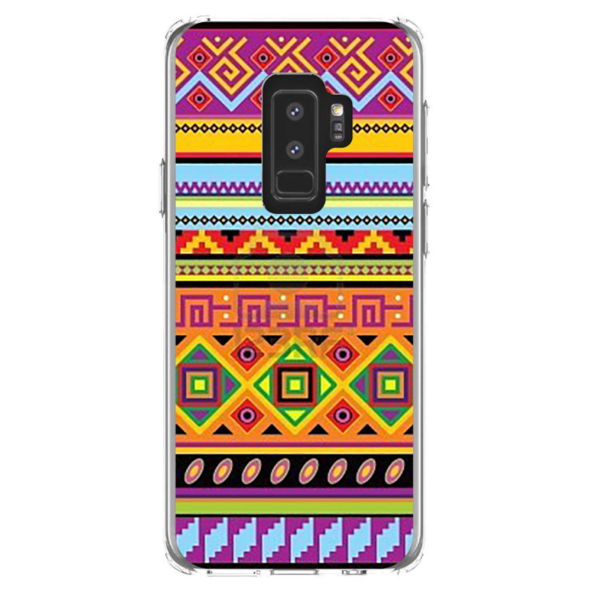 Blue Orange Purple Tribal Print Clear Shockproof iPhone Case, view 20