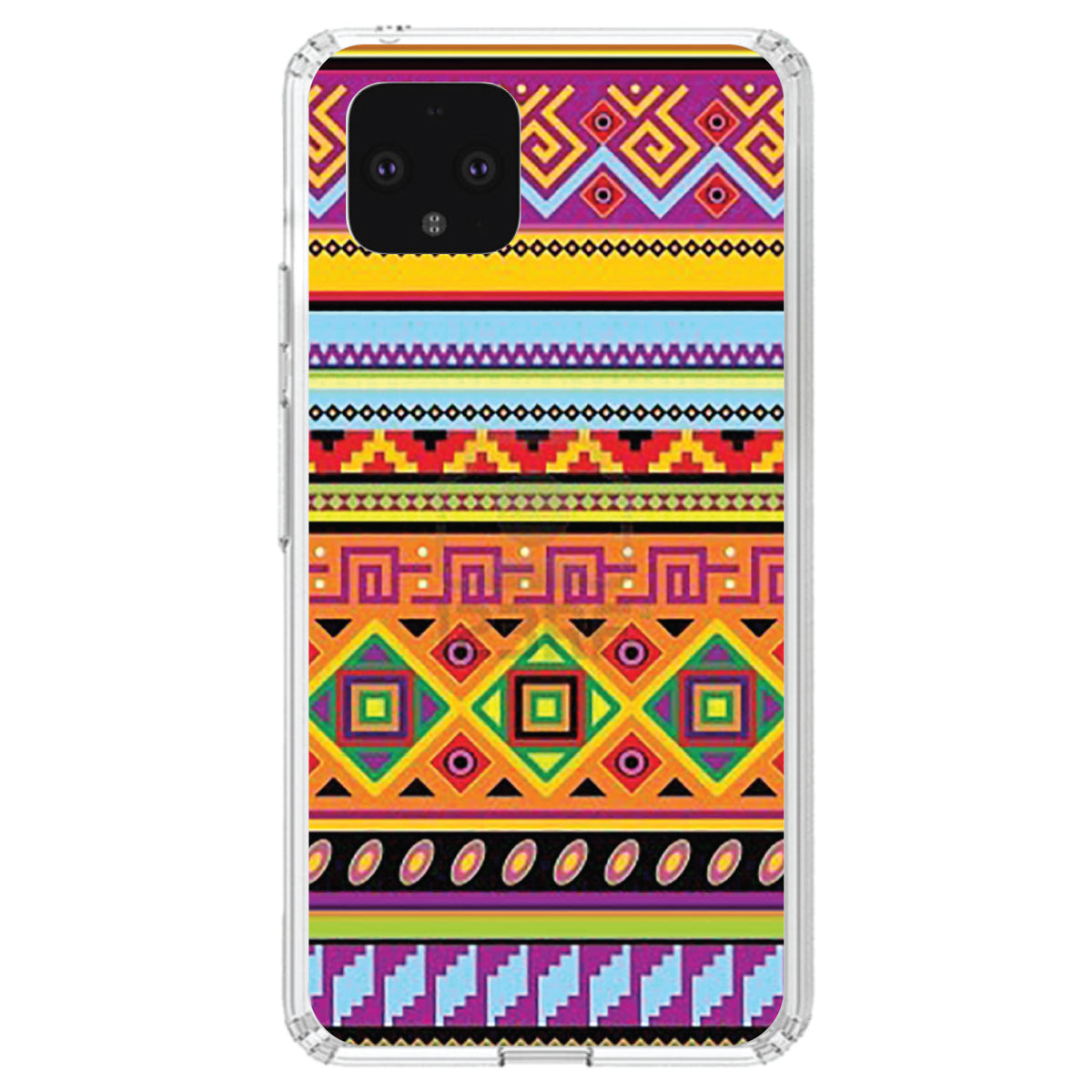 Blue Orange Purple Tribal Print Clear Shockproof iPhone Case, view 23
