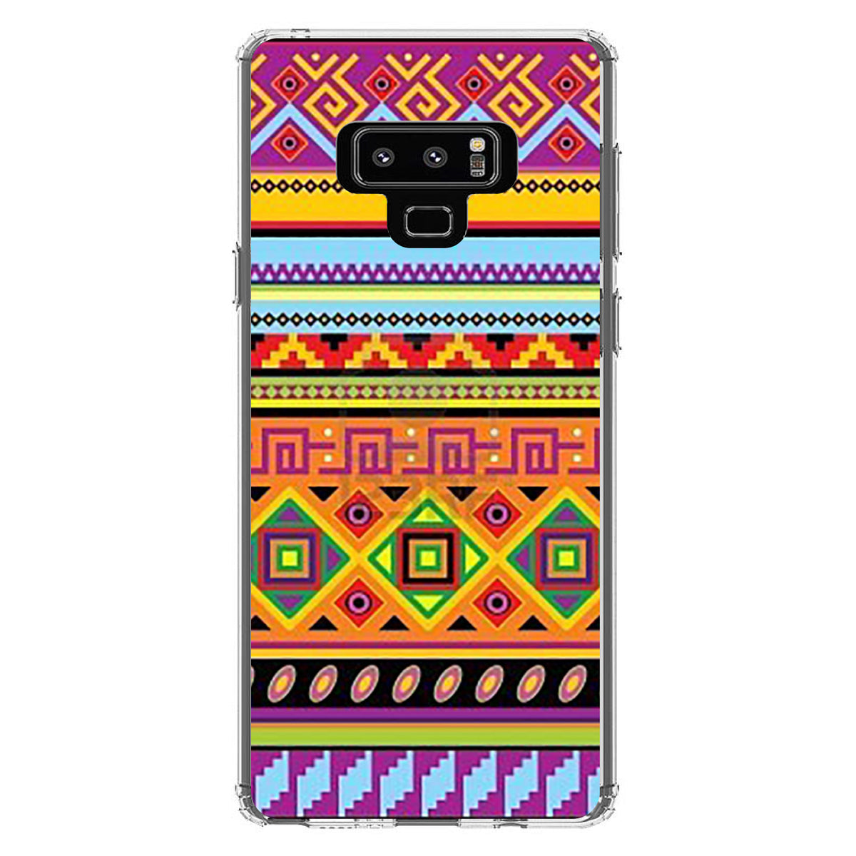 Blue Orange Purple Tribal Print Clear Shockproof iPhone Case, view 11
