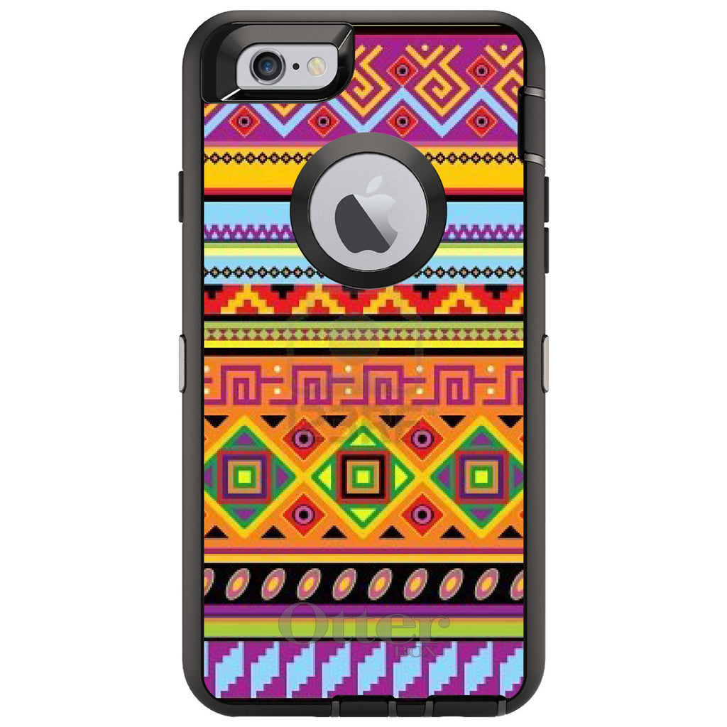 Blue Orange Purple Tribal Print OtterBox Defender Case for iPhone & Galaxy, view 4