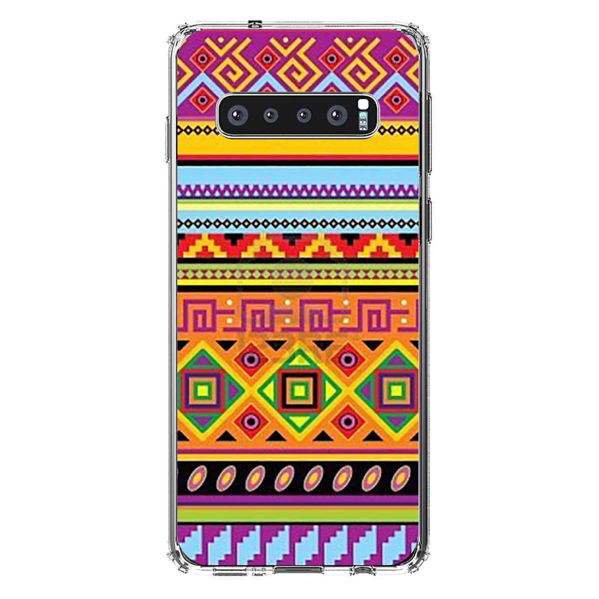 Blue Orange Purple Tribal Print Clear Shockproof iPhone Case, view 17