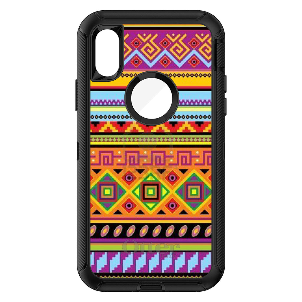 Blue Orange Purple Tribal Print OtterBox Defender Case for iPhone & Galaxy, view 3