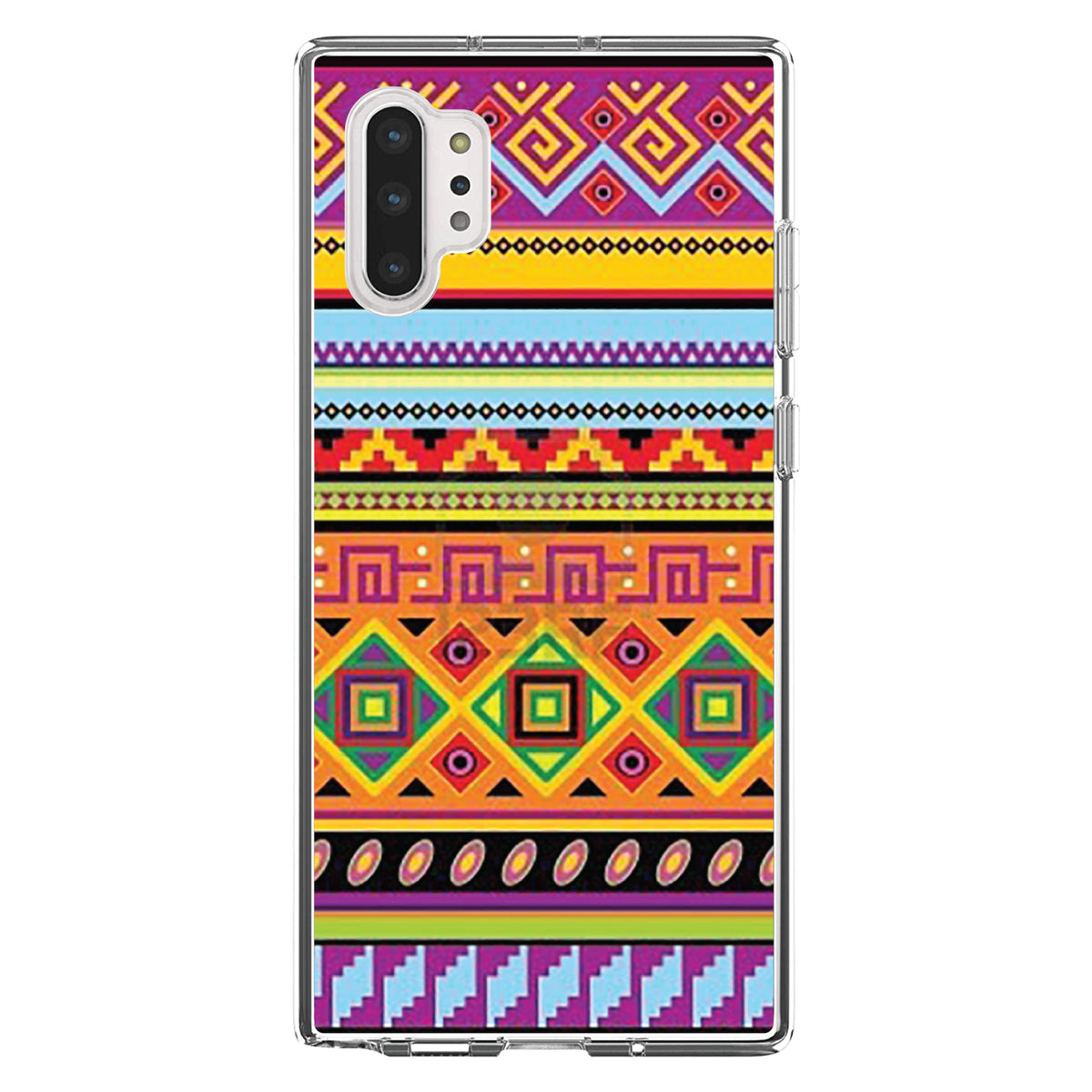 Blue Orange Purple Tribal Print Clear Shockproof iPhone Case, view 10