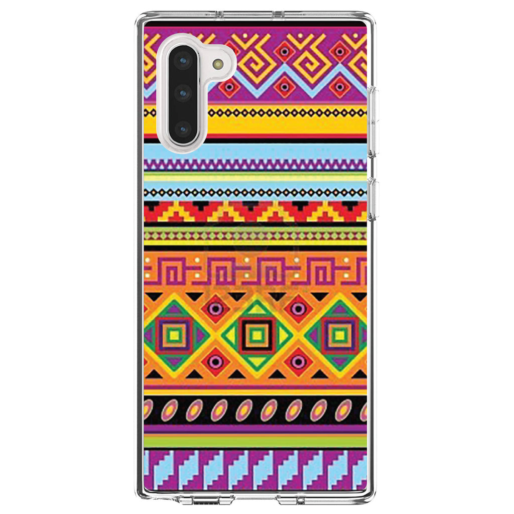 Blue Orange Purple Tribal Print Clear Shockproof iPhone Case, view 9