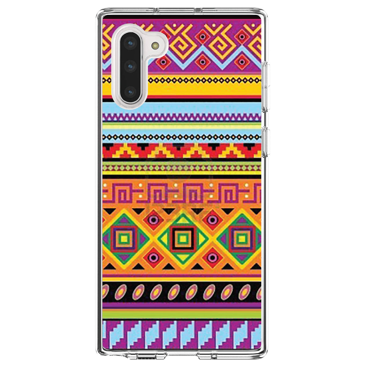 Blue Orange Purple Tribal Print Clear Shockproof iPhone Case, view 9
