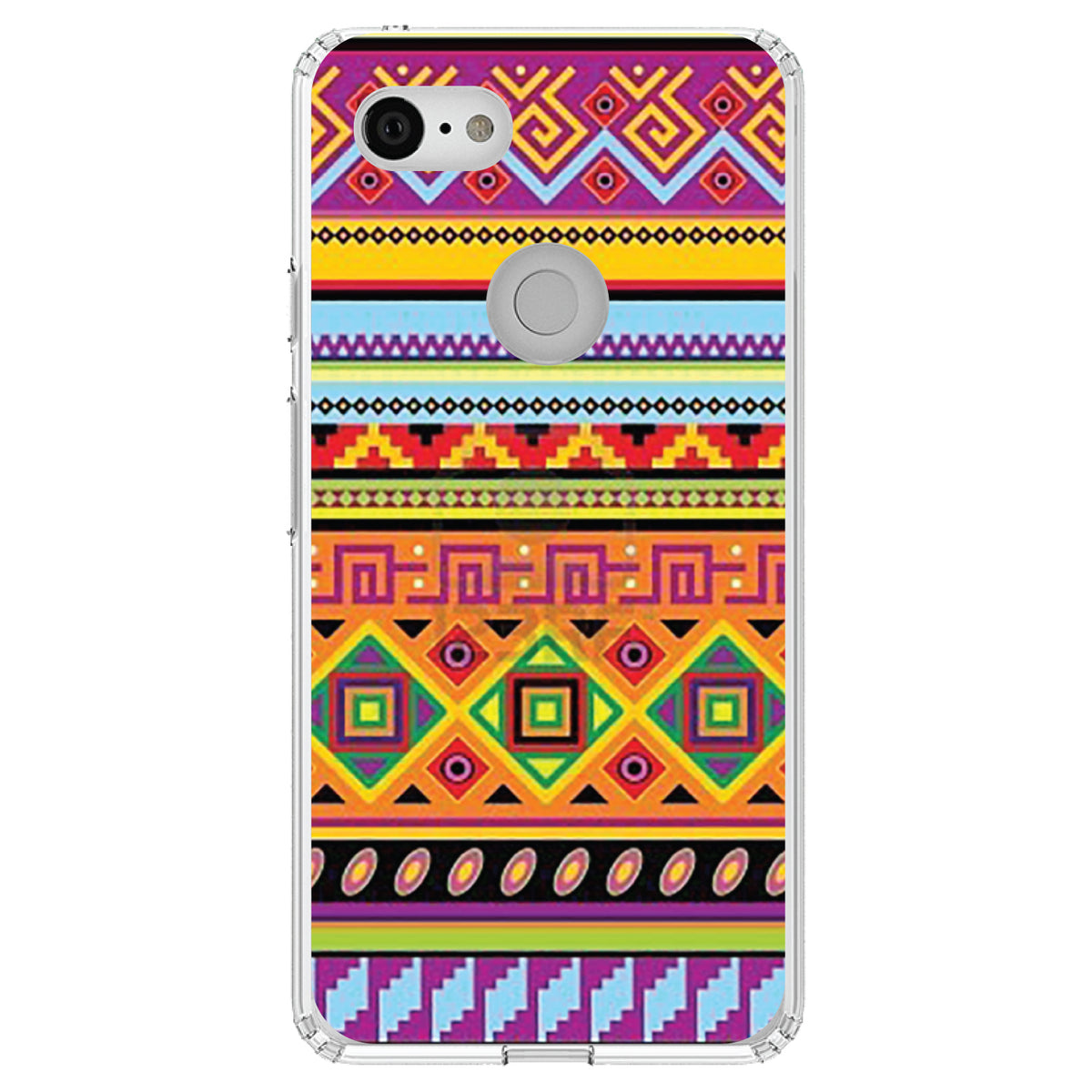 Blue Orange Purple Tribal Print Clear Shockproof iPhone Case, view 22