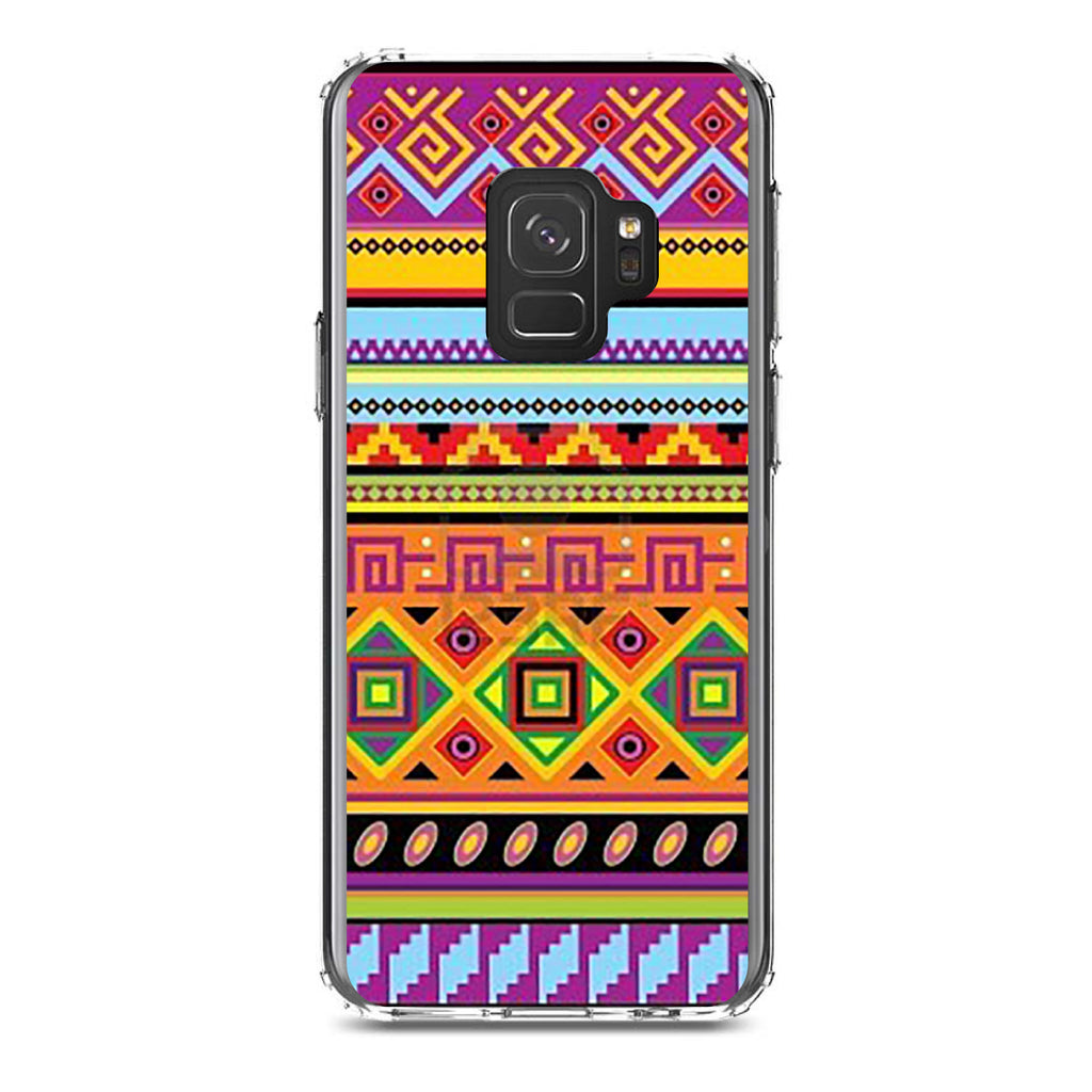 Blue Orange Purple Tribal Print Clear Shockproof iPhone Case, view 19