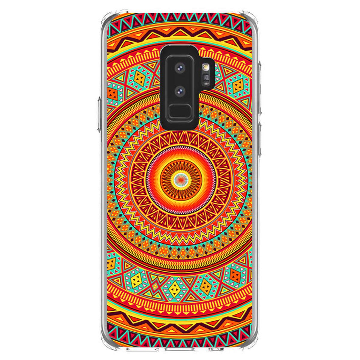 Orange Teal Yellow Tribal Print Clear Shockproof iPhone Case, view 20