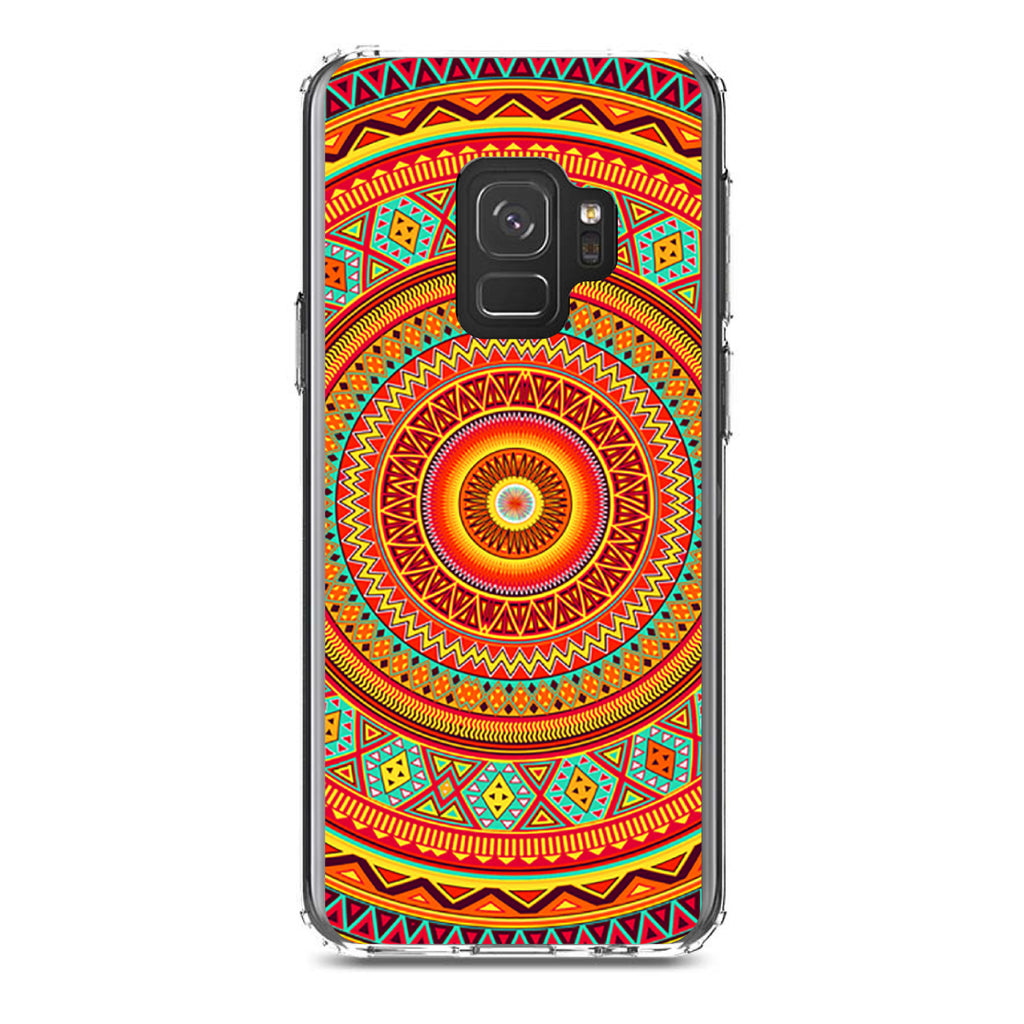 Orange Teal Yellow Tribal Print Clear Shockproof iPhone Case, view 19
