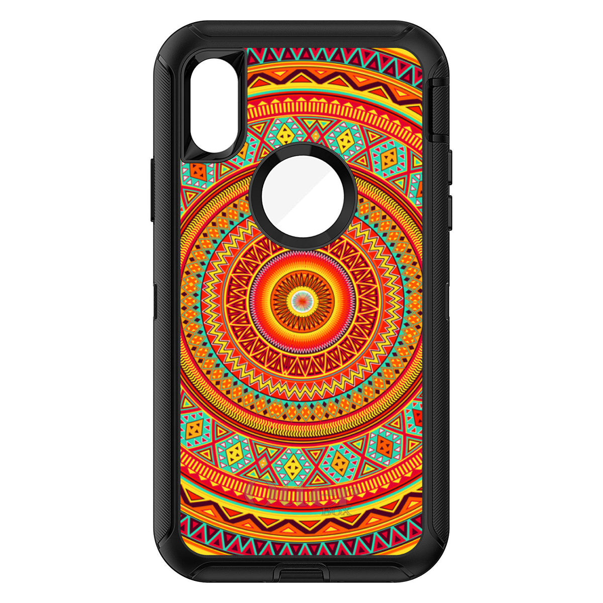 Orange Teal Yellow Tribal Print OtterBox Defender Case for iPhone & Galaxy, view 3