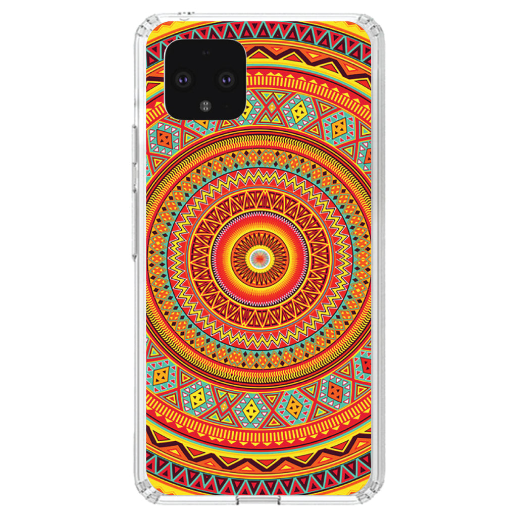 Orange Teal Yellow Tribal Print Clear Shockproof iPhone Case, view 23