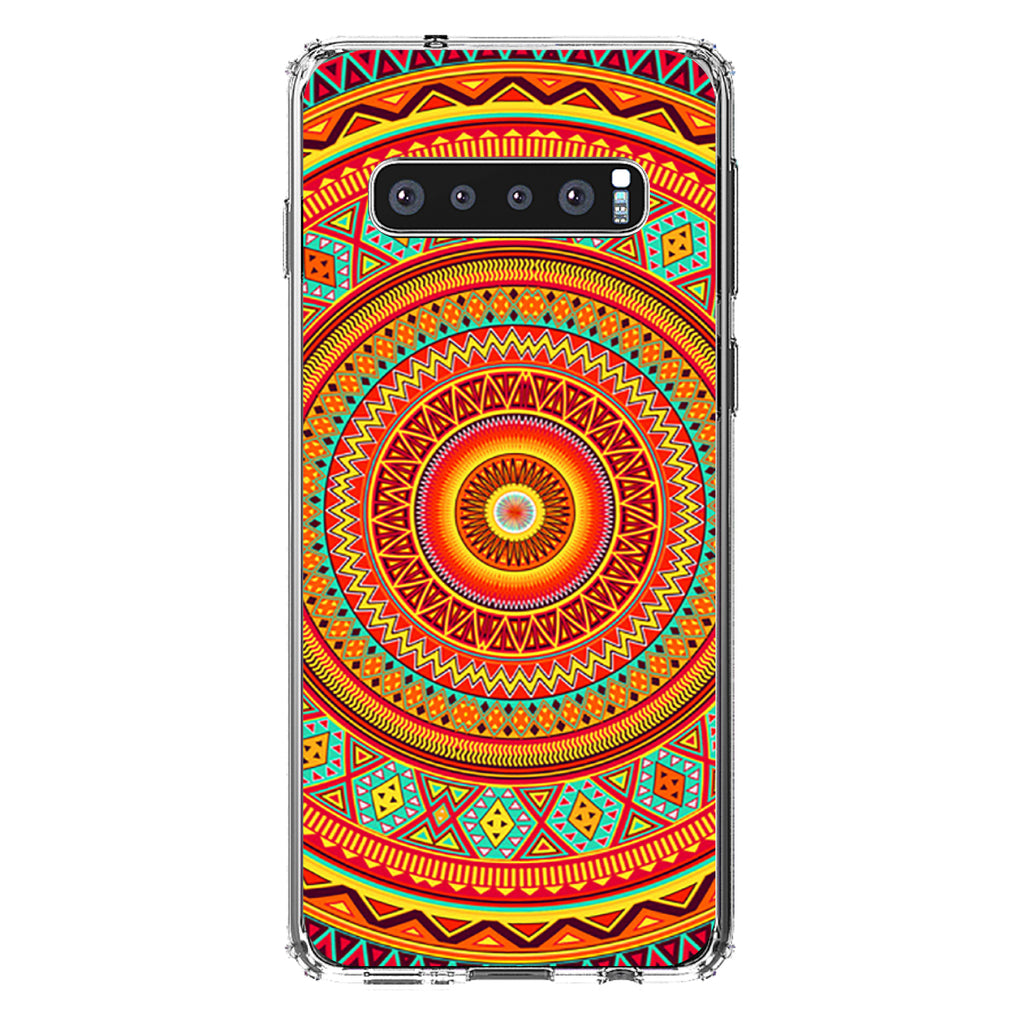 Orange Teal Yellow Tribal Print Clear Shockproof iPhone Case, view 17