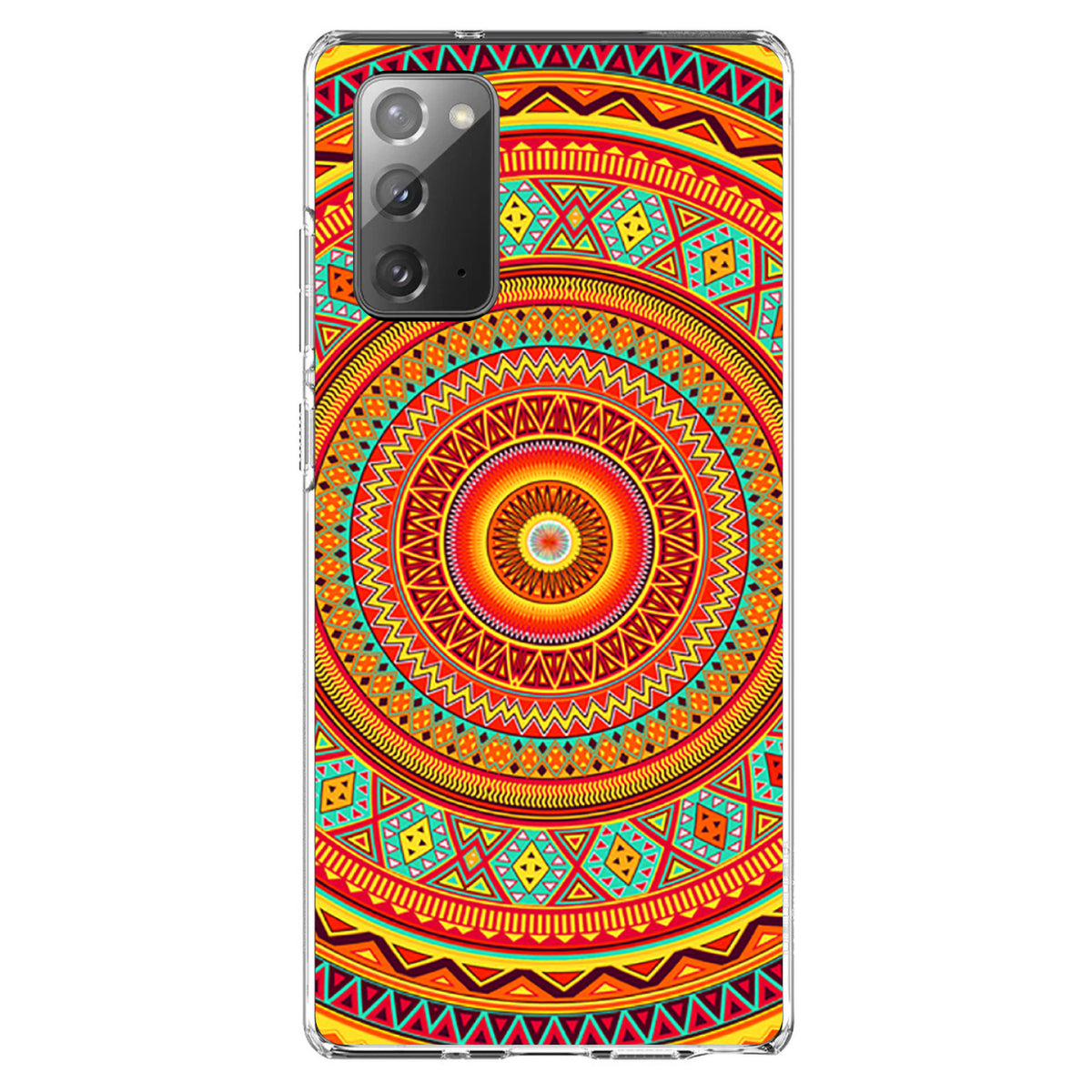 Orange Teal Yellow Tribal Print Clear Shockproof iPhone Case, view 7