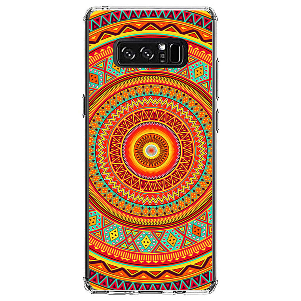 Orange Teal Yellow Tribal Print Clear Shockproof iPhone Case, view 12