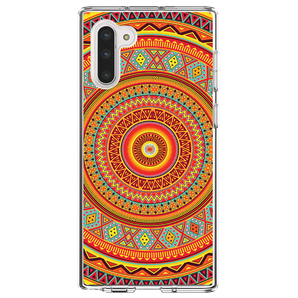 Orange Teal Yellow Tribal Print Clear Shockproof iPhone Case, view 9