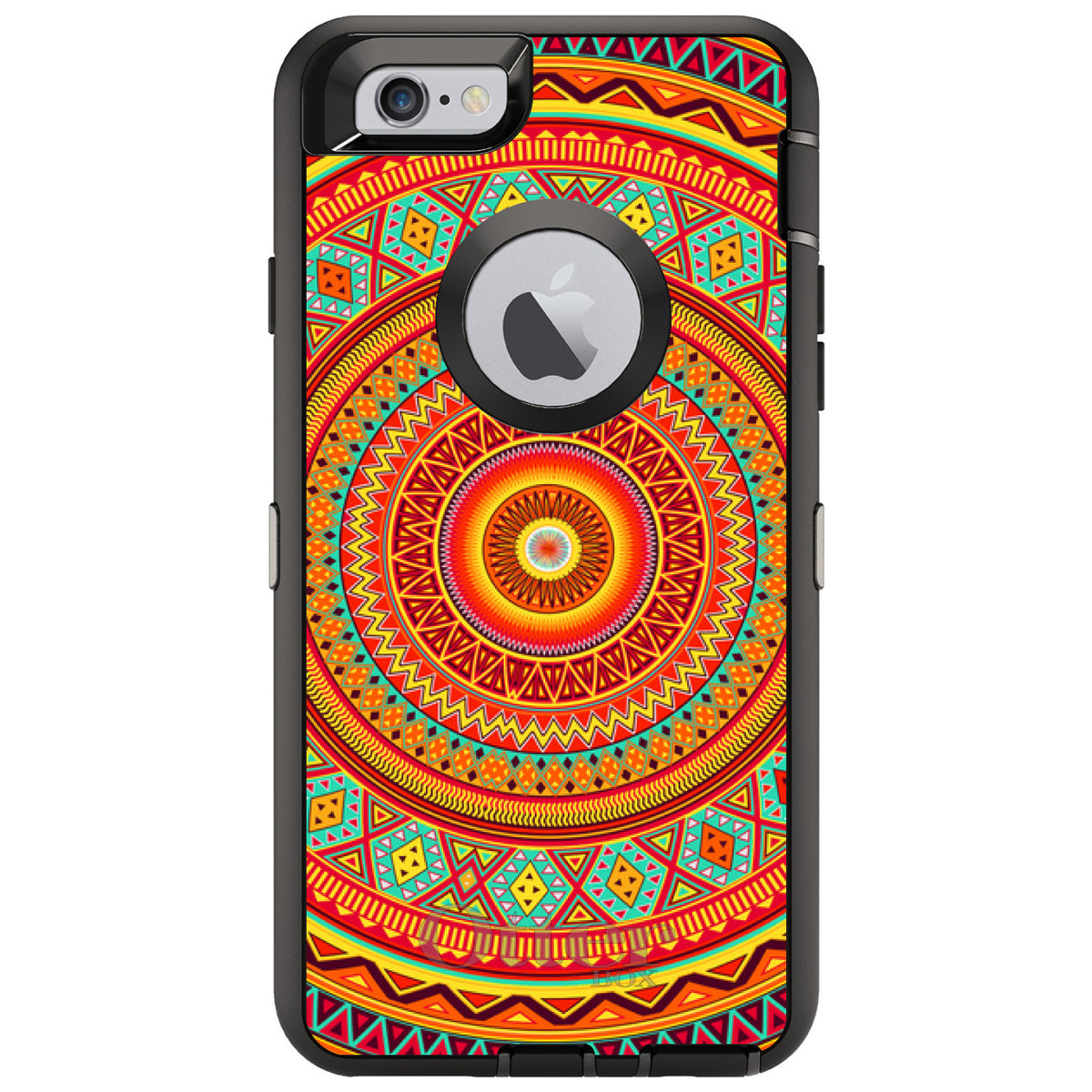 Orange Teal Yellow Tribal Print OtterBox Defender Case for iPhone & Galaxy, view 4