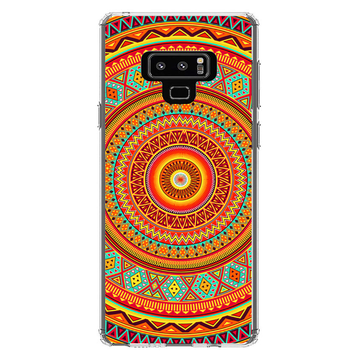 Orange Teal Yellow Tribal Print Clear Shockproof iPhone Case, view 11