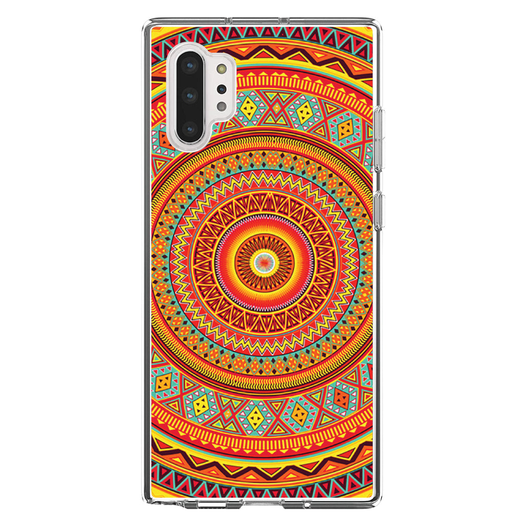 Orange Teal Yellow Tribal Print Clear Shockproof iPhone Case, view 10