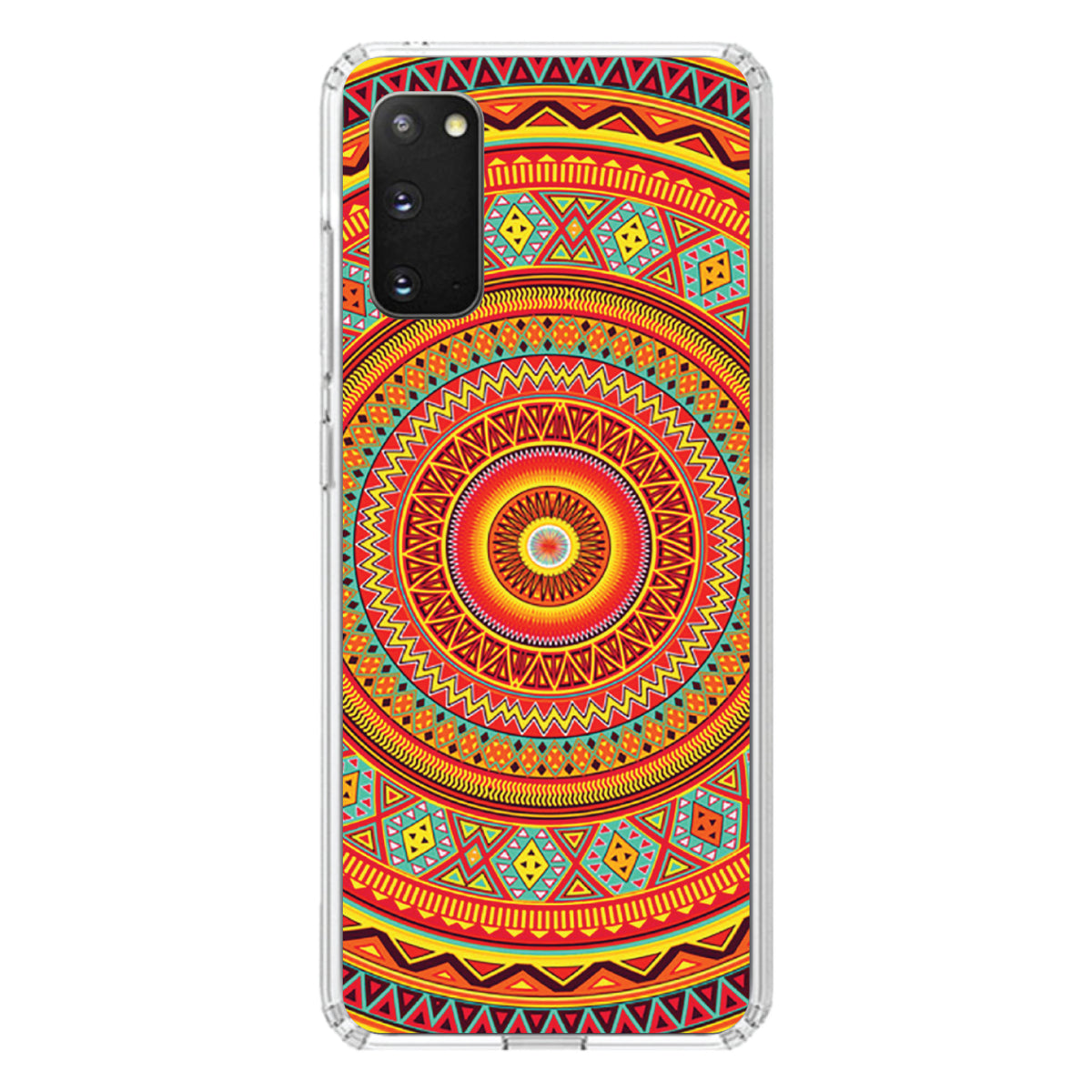 Orange Teal Yellow Tribal Print Clear Shockproof iPhone Case, view 13