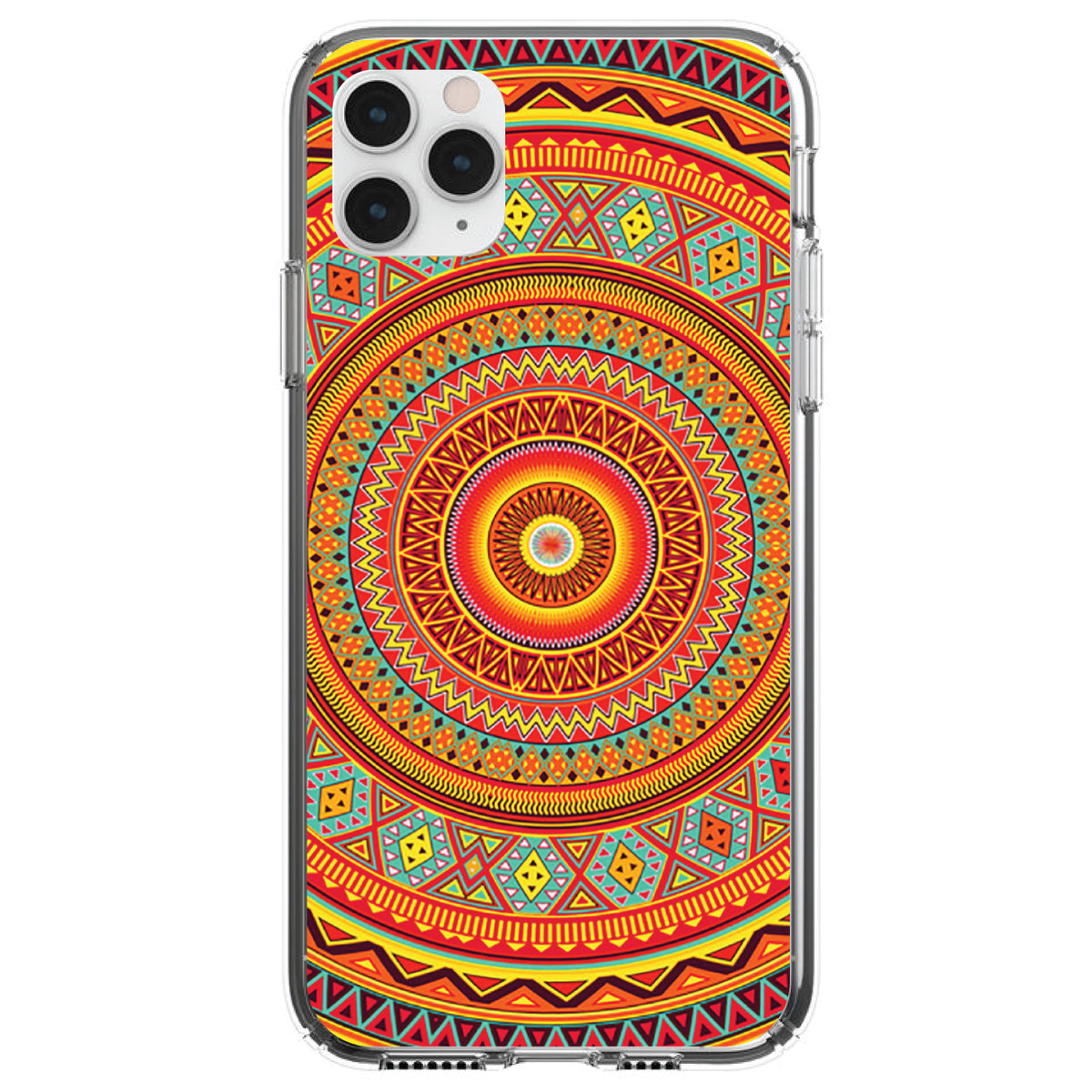 Orange Teal Yellow Tribal Print Clear Shockproof iPhone Case