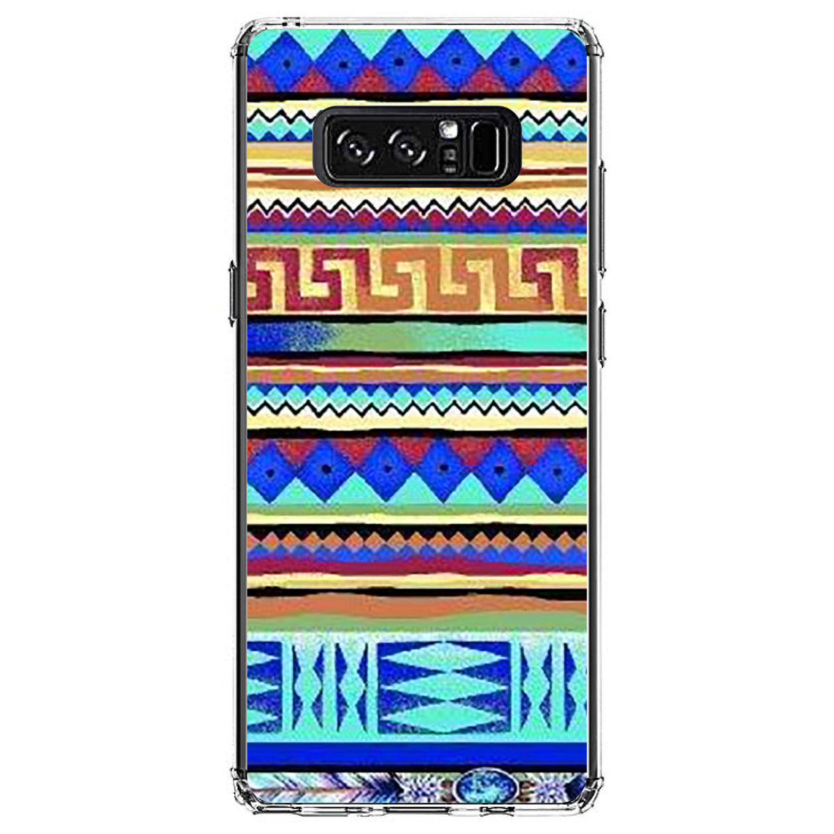 Blue Red Yellow Tribal Print Clear Shockproof iPhone Case, view 12