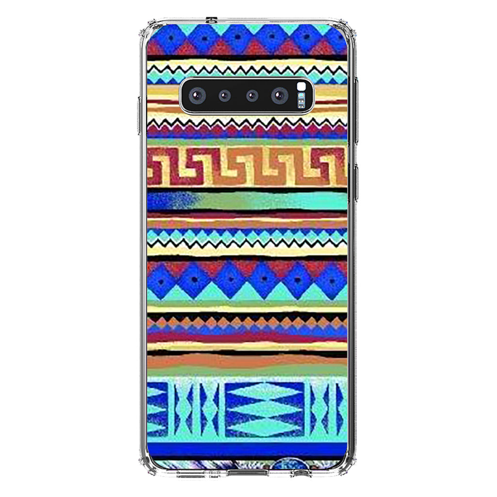 Blue Red Yellow Tribal Print Clear Shockproof iPhone Case, view 17
