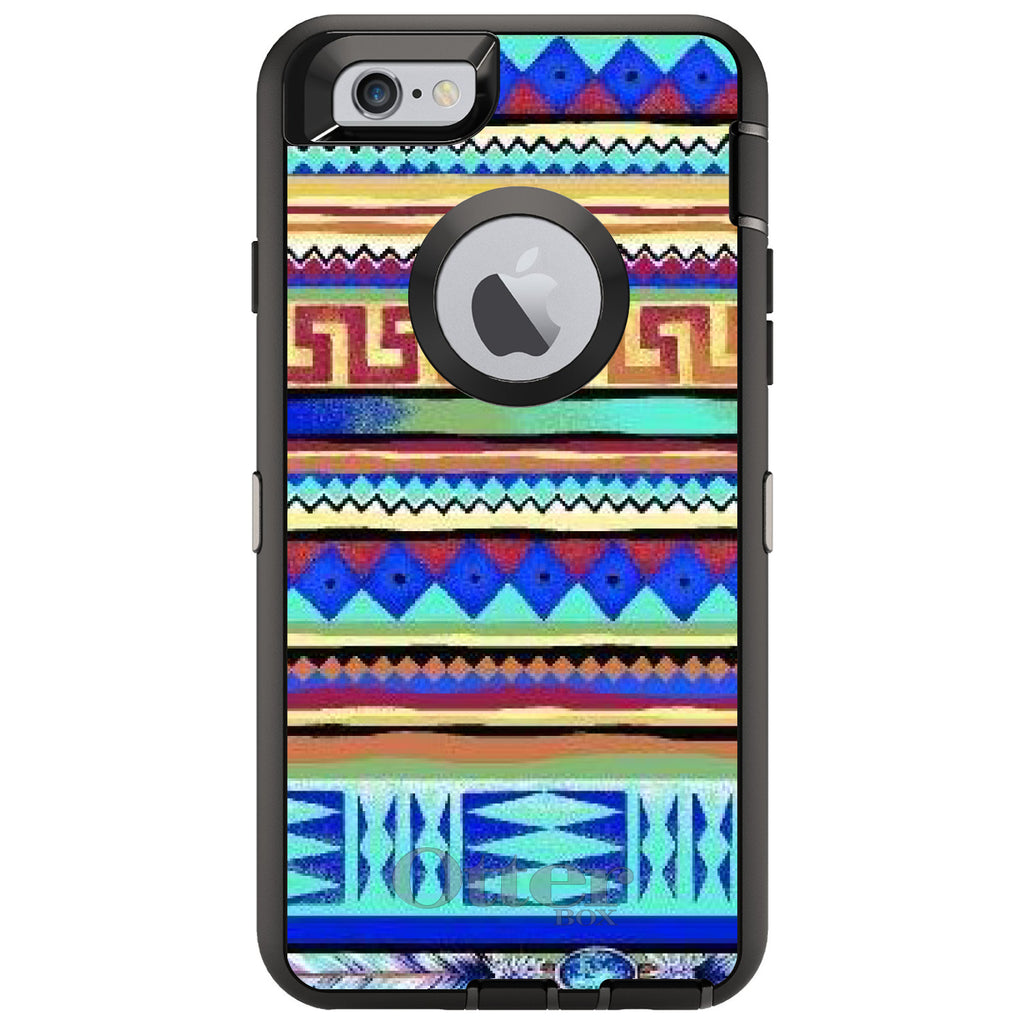 Blue Red Yellow Tribal Print OtterBox Defender Case for iPhone & Galaxy, view 4