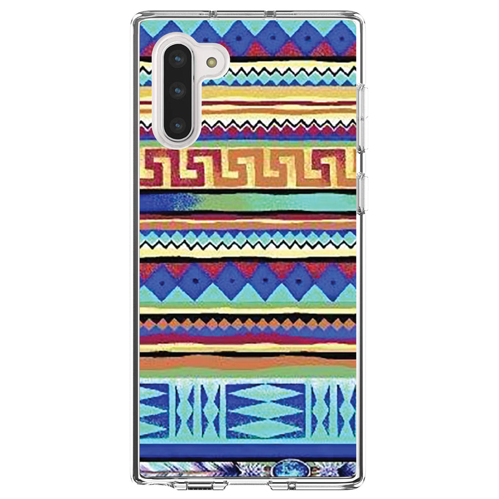 Blue Red Yellow Tribal Print Clear Shockproof iPhone Case, view 9