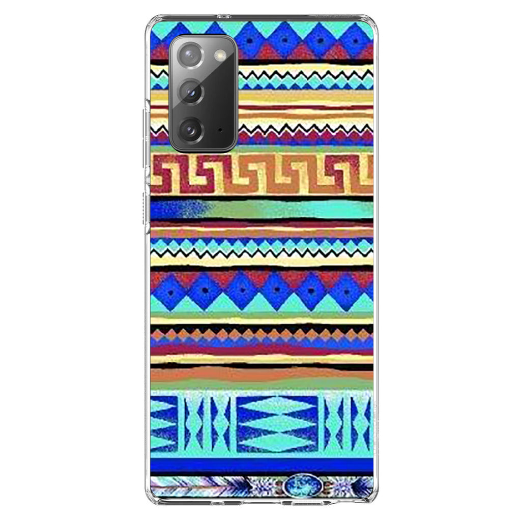 Blue Red Yellow Tribal Print Clear Shockproof iPhone Case, view 8