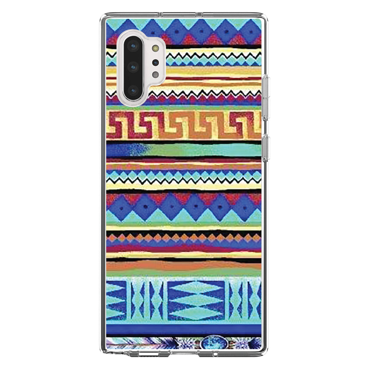 Blue Red Yellow Tribal Print Clear Shockproof iPhone Case, view 10