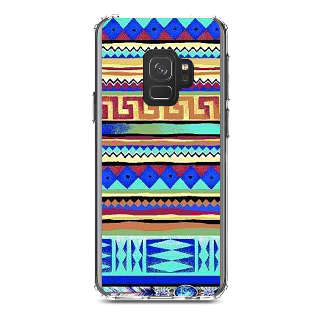 Blue Red Yellow Tribal Print Clear Shockproof iPhone Case, view 19