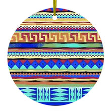 Blue Red Yellow Tribal Print Ceramic Ornament