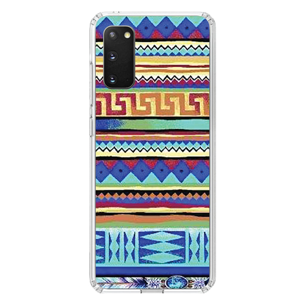Blue Red Yellow Tribal Print Clear Shockproof iPhone Case, view 15