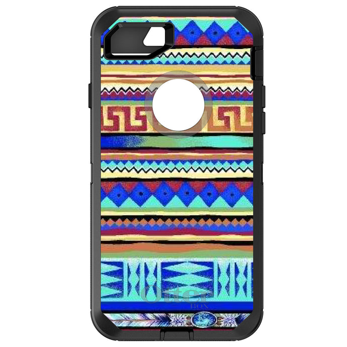 DistinctInk™ OtterBox Defender Series Case for Apple iPhone / Samsung Galaxy / Google Pixel - Blue Red Yellow Tribal Print