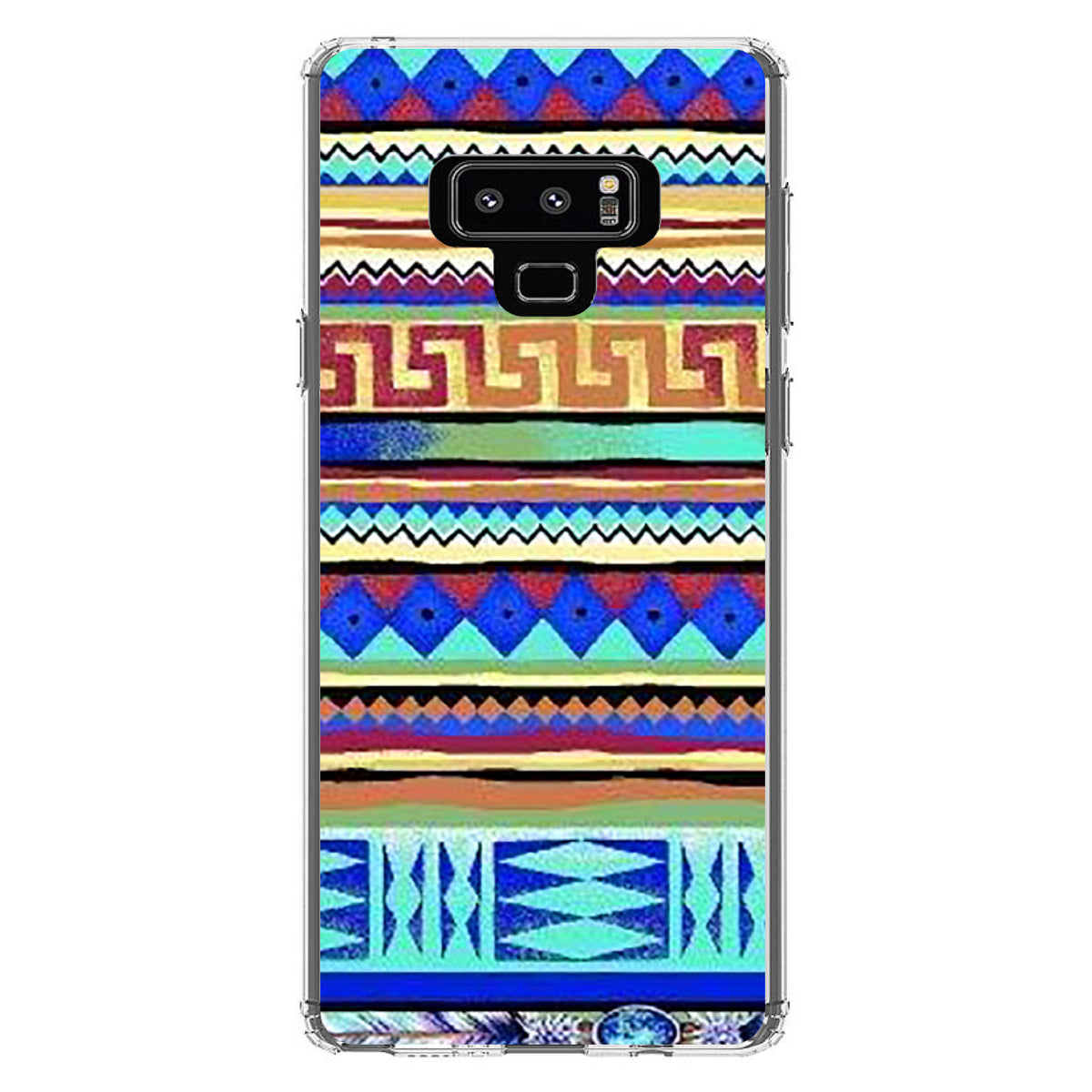Blue Red Yellow Tribal Print Clear Shockproof iPhone Case, view 11