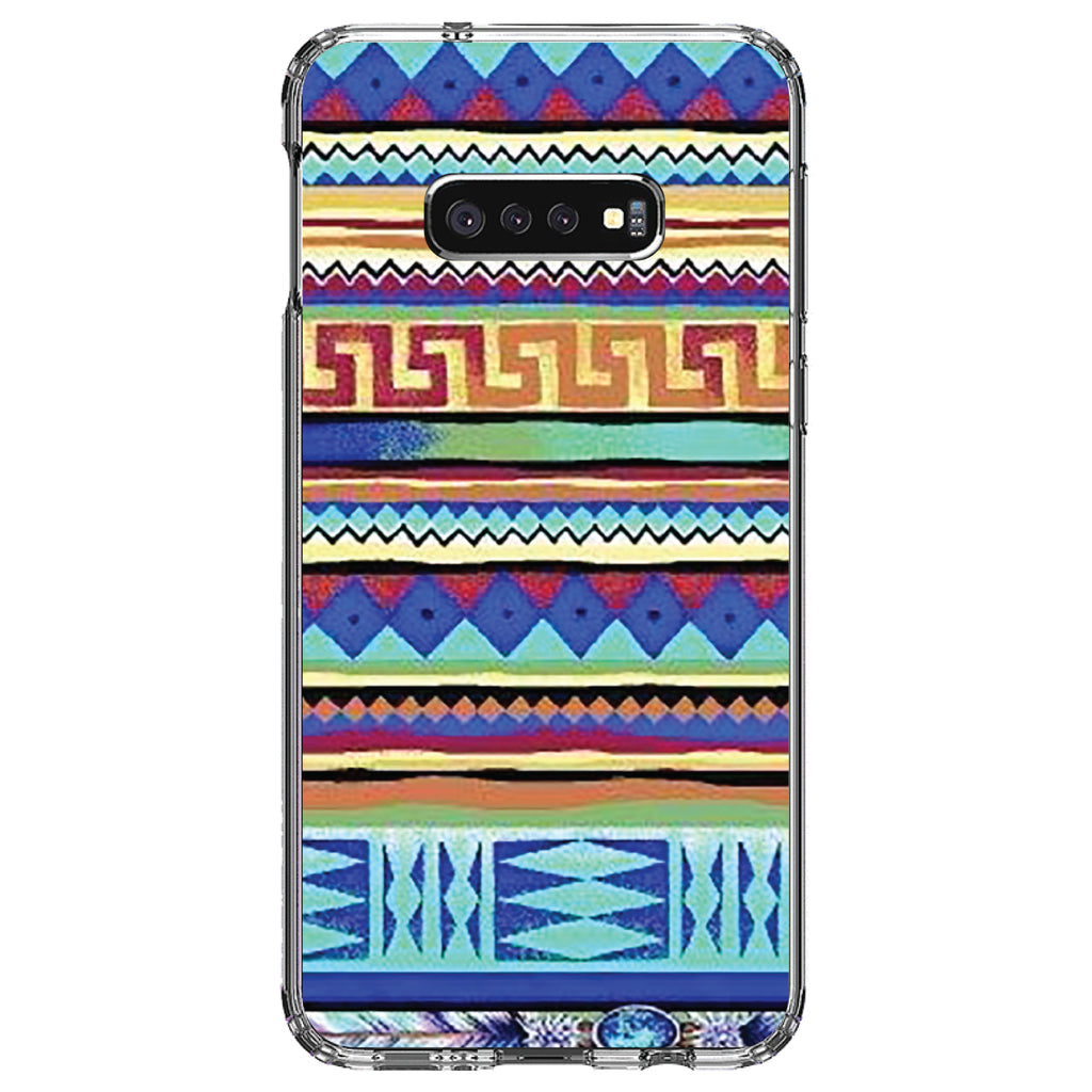 Blue Red Yellow Tribal Print Clear Shockproof iPhone Case, view 18