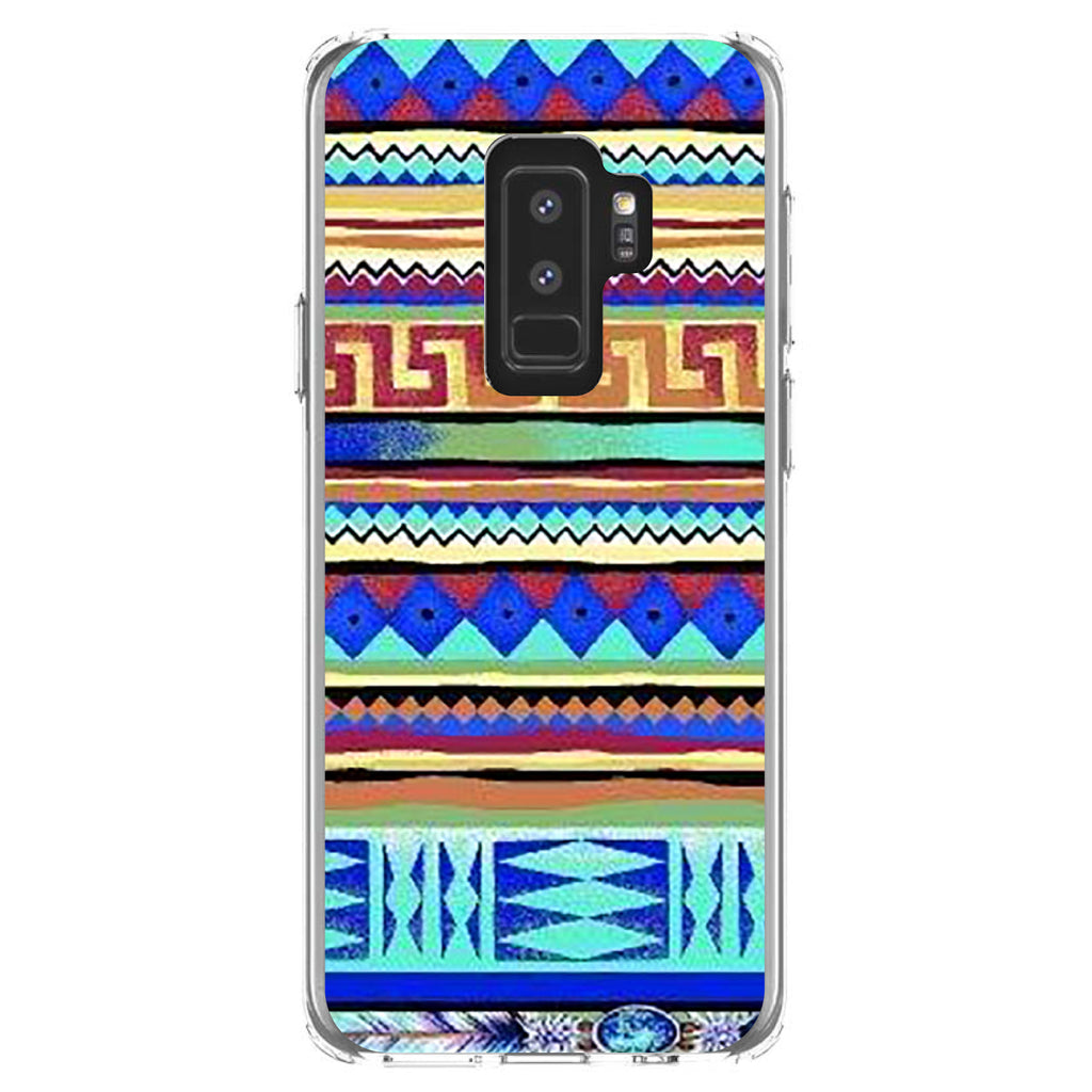 Blue Red Yellow Tribal Print Clear Shockproof iPhone Case, view 20