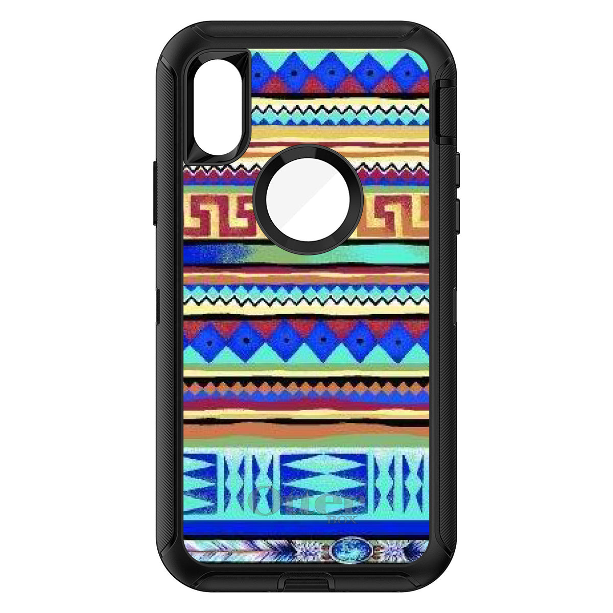 Blue Red Yellow Tribal Print OtterBox Defender Case for iPhone & Galaxy, view 3