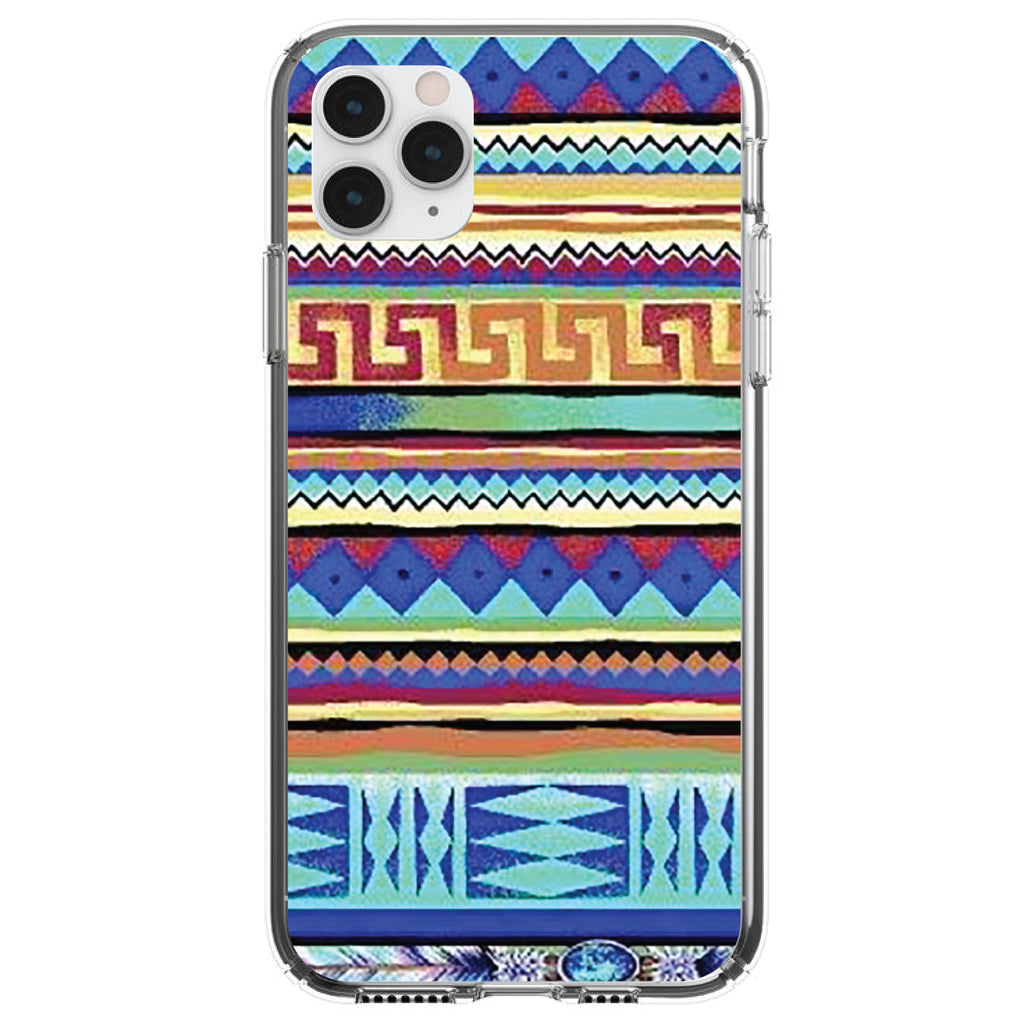 Blue Red Yellow Tribal Print Clear Shockproof iPhone Case