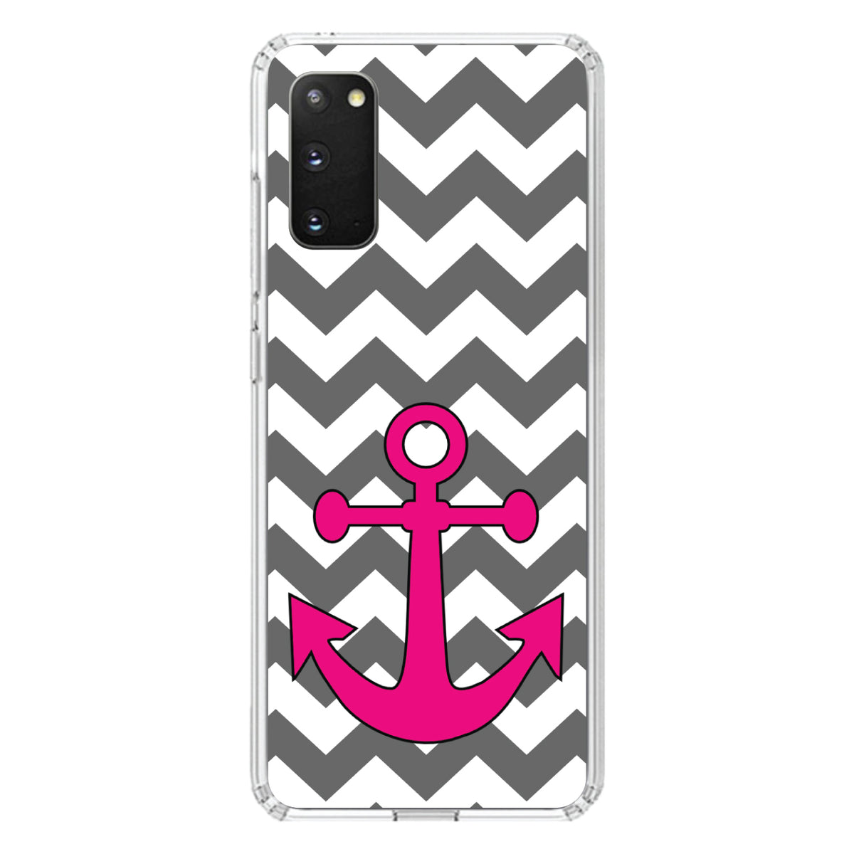 Grey White Pink Chevron Anchor Clear Shockproof iPhone Case, view 14