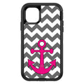 Grey White Pink Chevron Anchor OtterBox Defender Case for iPhone & Galaxy, view 2