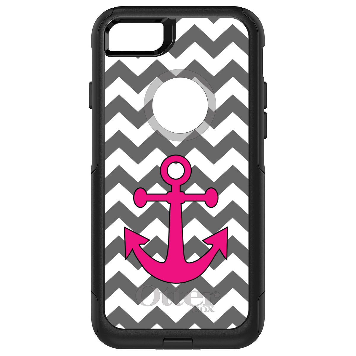 Grey White Pink Chevron Anchor OtterBox Commuter Case for iPhone & Galaxy