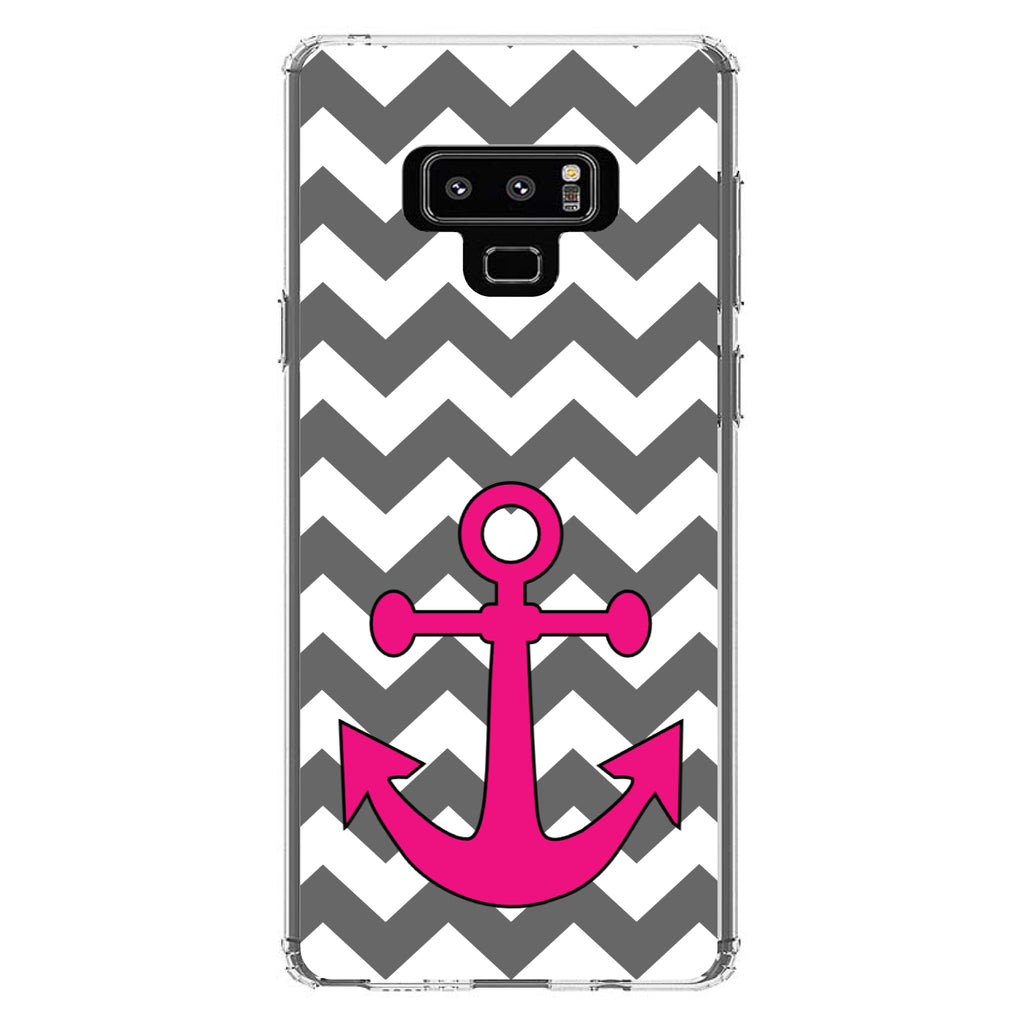 Grey White Pink Chevron Anchor Clear Shockproof iPhone Case, view 11