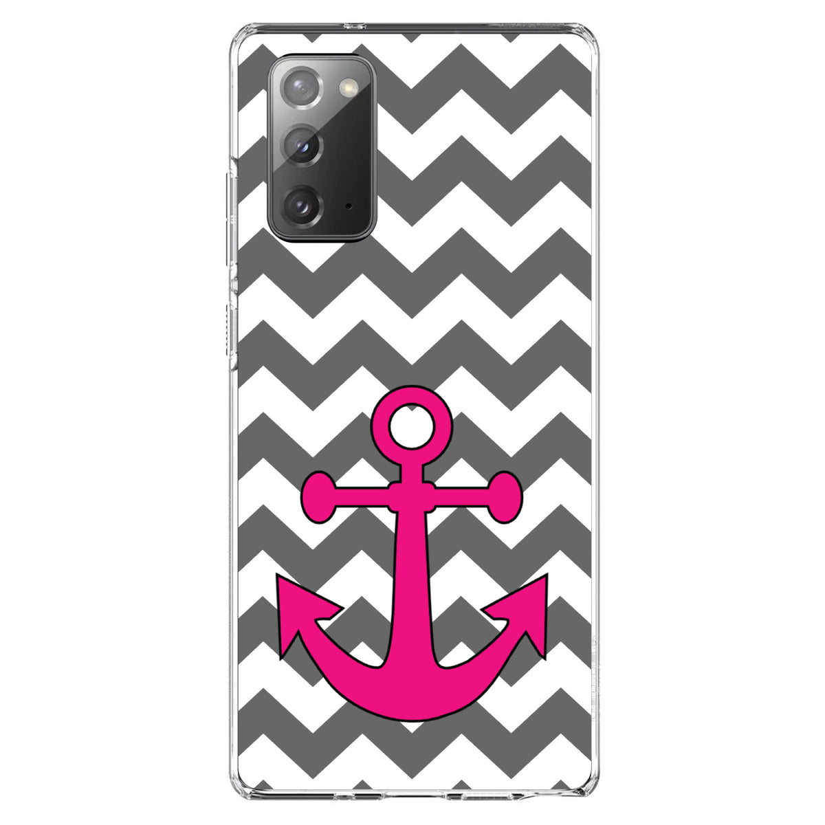 Grey White Pink Chevron Anchor Clear Shockproof iPhone Case, view 7